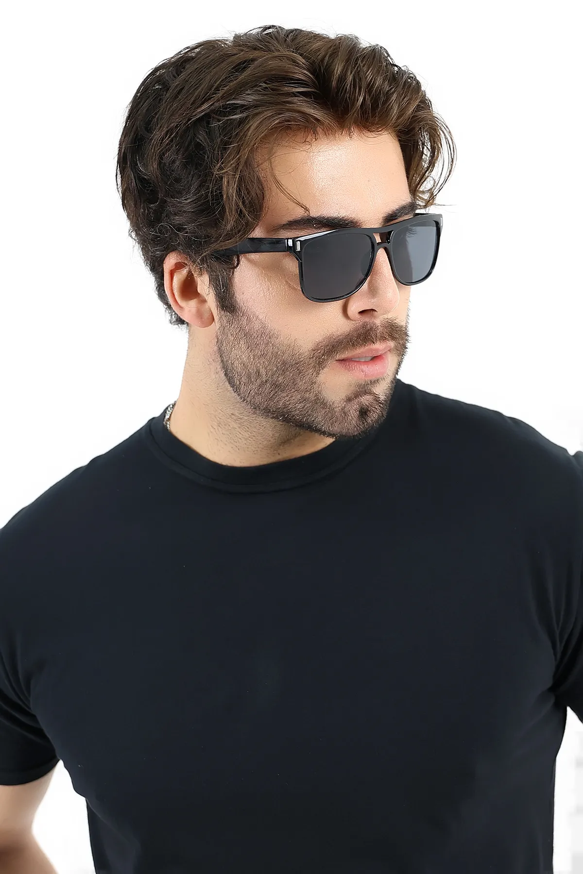 Erkek UV400 Siyah Pilot Retro Güneş Gözlüğü 25-23 C2 E Erkek UV400 Siyah Pilot Retro Güneş Gözlüğü 25-23 C2 E