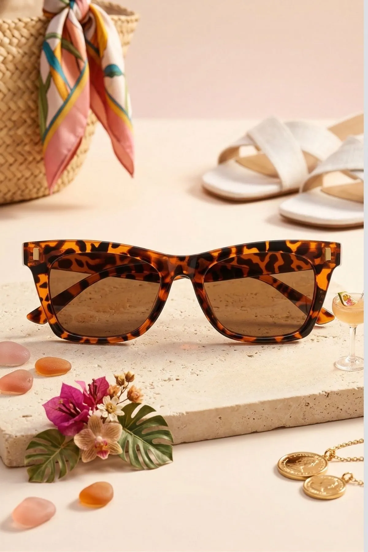 Kadın UV400 Leopar Çerçeve Kare Güneş Gözlüğü 23014 C27 Turuncu Kadın UV400 Leopar Çerçeve Kare Güneş Gözlüğü 23014 C27 Turuncu
