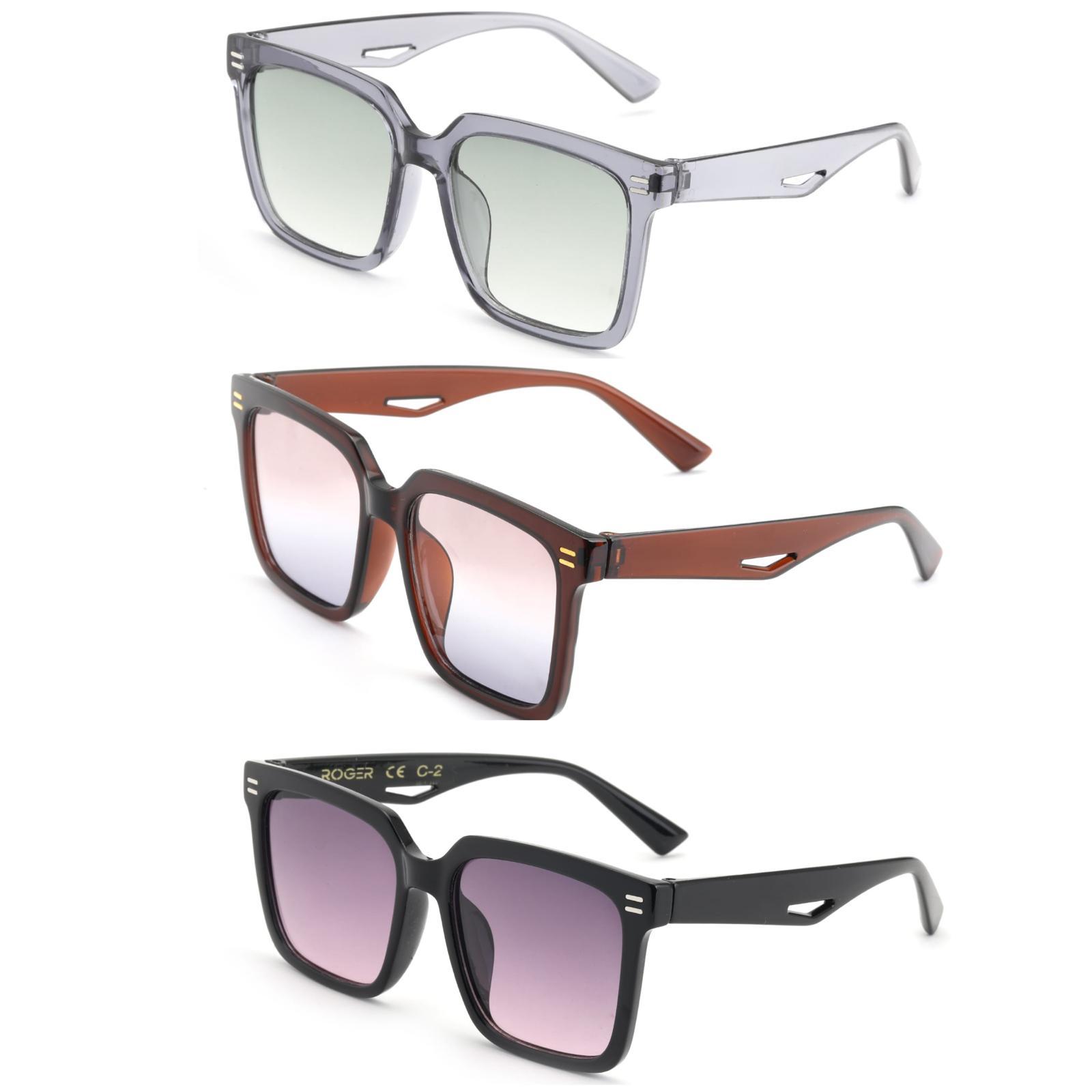 3lü Avantaj Seti Kadın UV400 Koruma Kare Güneş Gözlüğü 23002