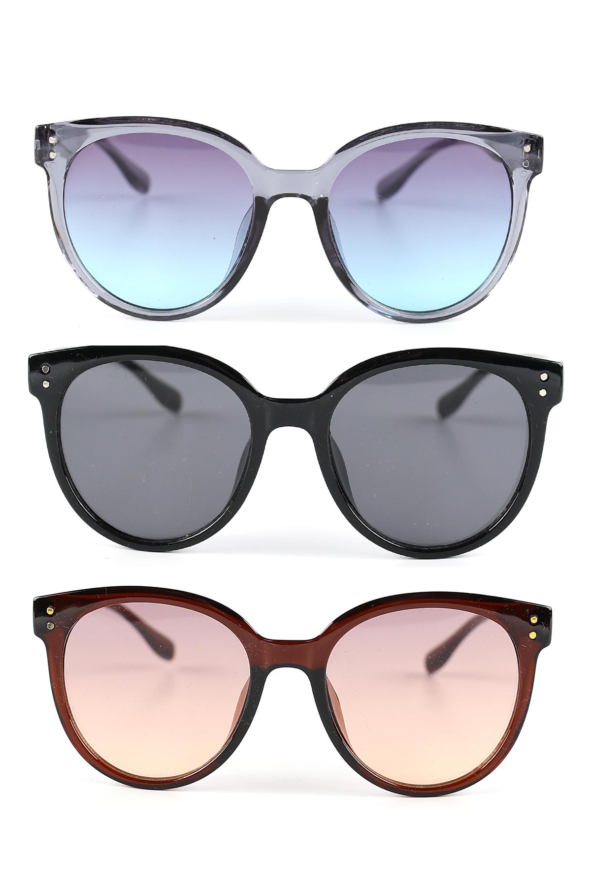 3lü Avantaj Seti Kadın UV400 Koruma Oval Güneş Gözlüğü 23008