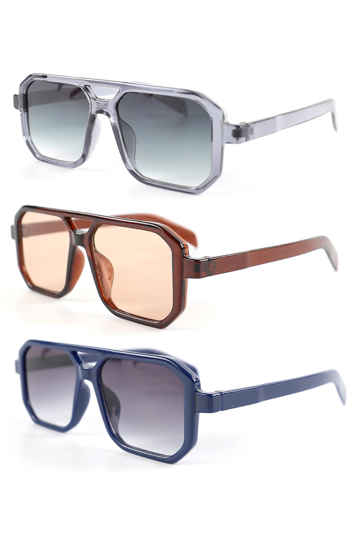 3lü Avantaj Seti Unisex Retro UV400 Güneş Gözlüğü 23001-1