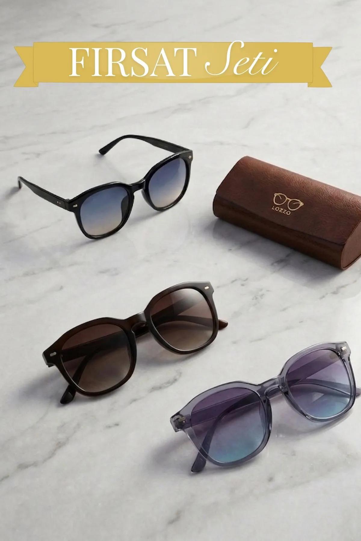 3lü Fırsat Seti Unisex Uv400 Koruma Kare Güneş Gözlüğü 23012