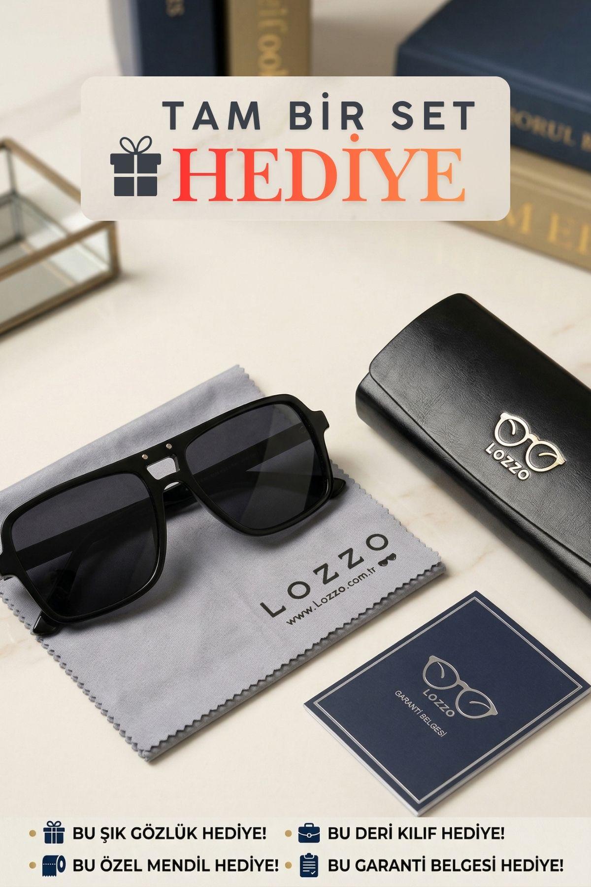 Erkek .polarize Aksesuarlı Kare Siyah Güneş Gözlüğü 23037 c2