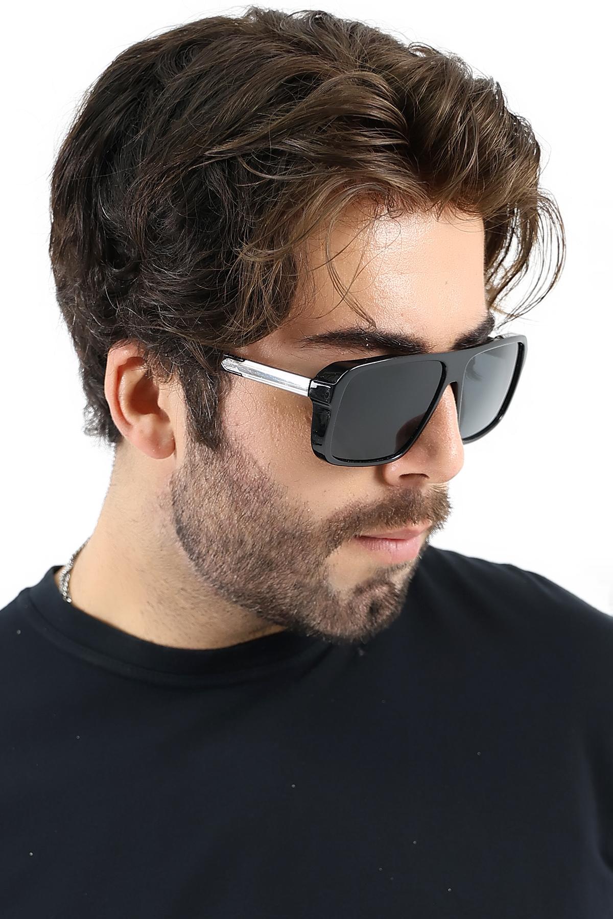 Erkek Siyah Kare UV400 Güneş Gözlüğü 25-13 C2