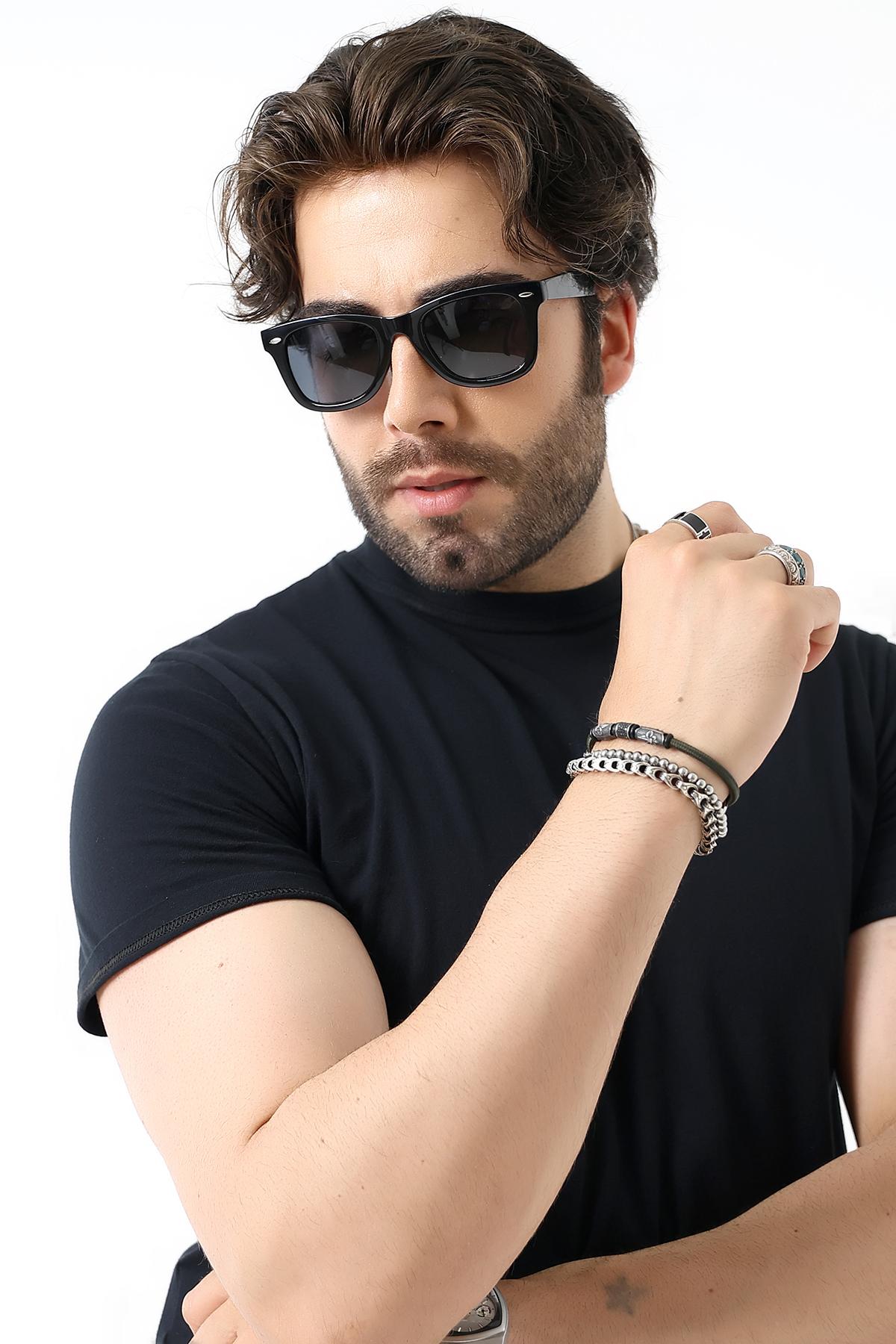 Erkek Siyah Wayfare Aksesuarlı Polarize Güneş Gözlüğü 23045-3 c2 p