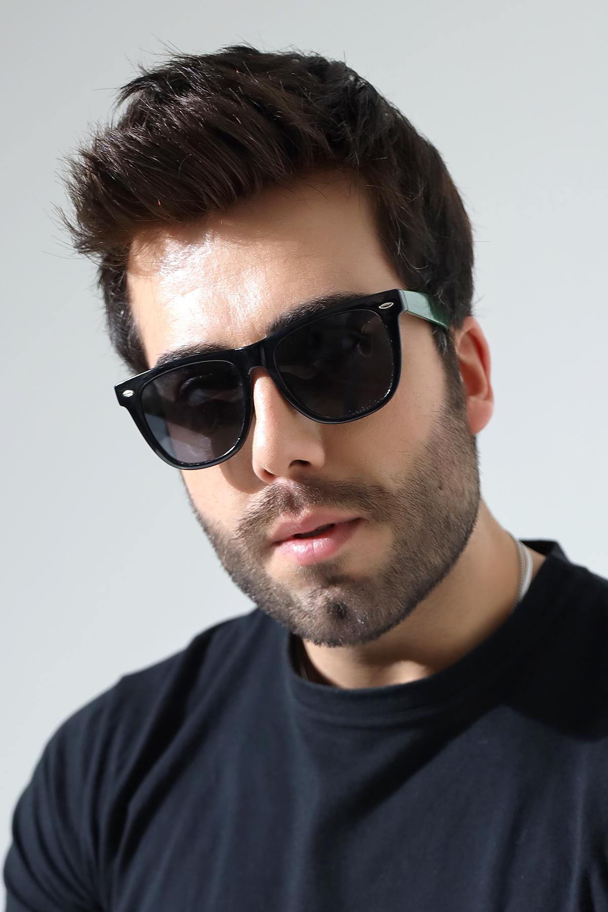 Erkek Wayfare Siyah-Yeşil Polarize Güneş Gözlüğü 23045-3 c0218 p