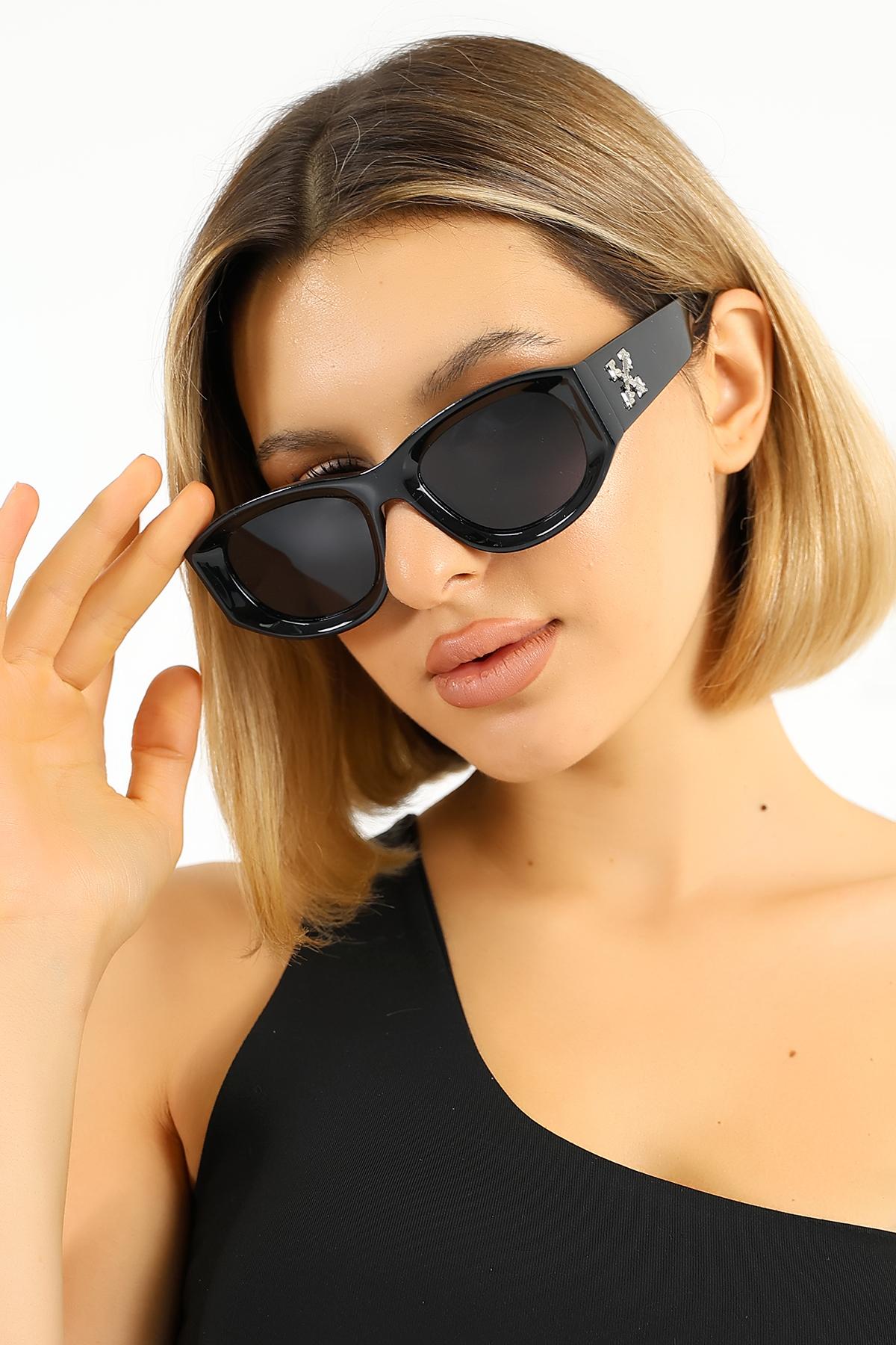 Kadın Dikdörtgen UV400 Güneş Gözlüğü Gümüş Detay 25-14 C2 