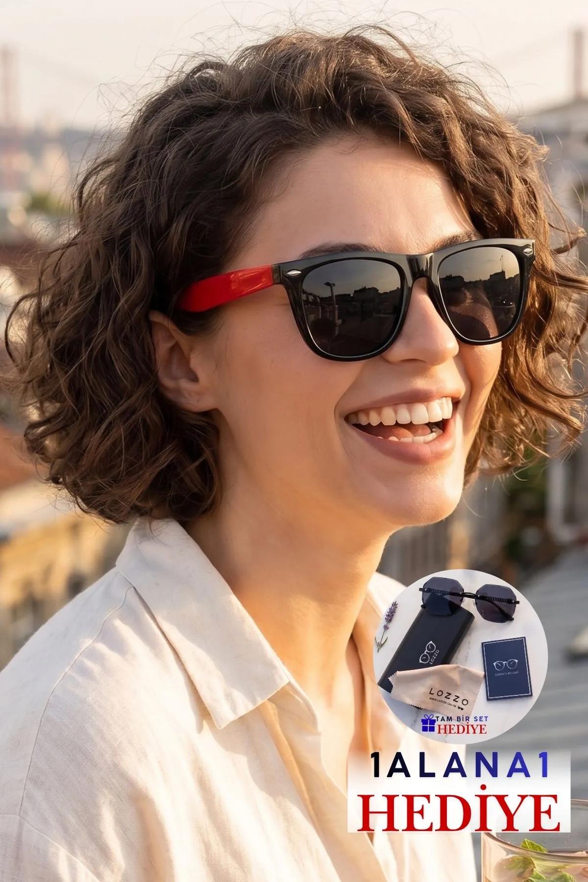 Kadın Polarize Wayfare Siyah-Kırmızı Güneş Gözlüğü 23045-3 c0209 P