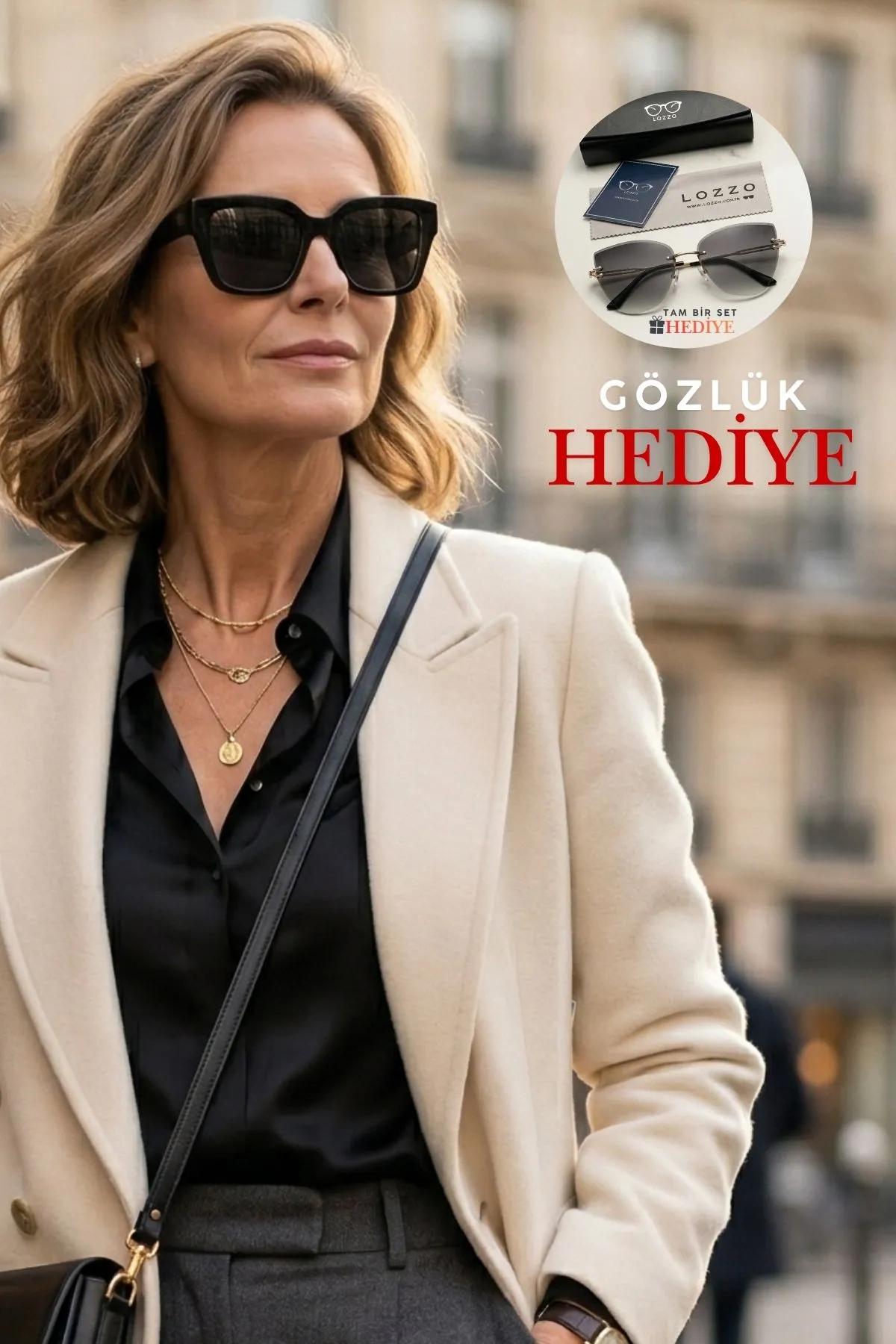 Kadın UV400 Cat Eyes Siyah Güneş Gözlüğü 23031 c2