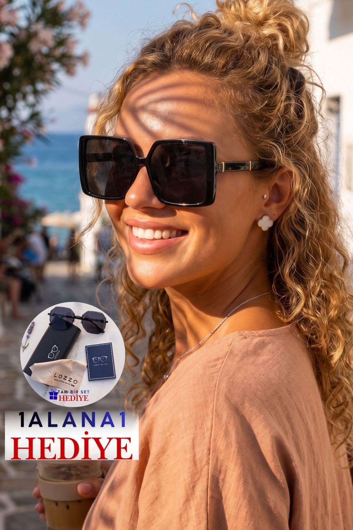 Kadın UV400 Kelebek Gold Aksesuarlı Güneş Gözlüğü 23066 C2 Koyu Cam