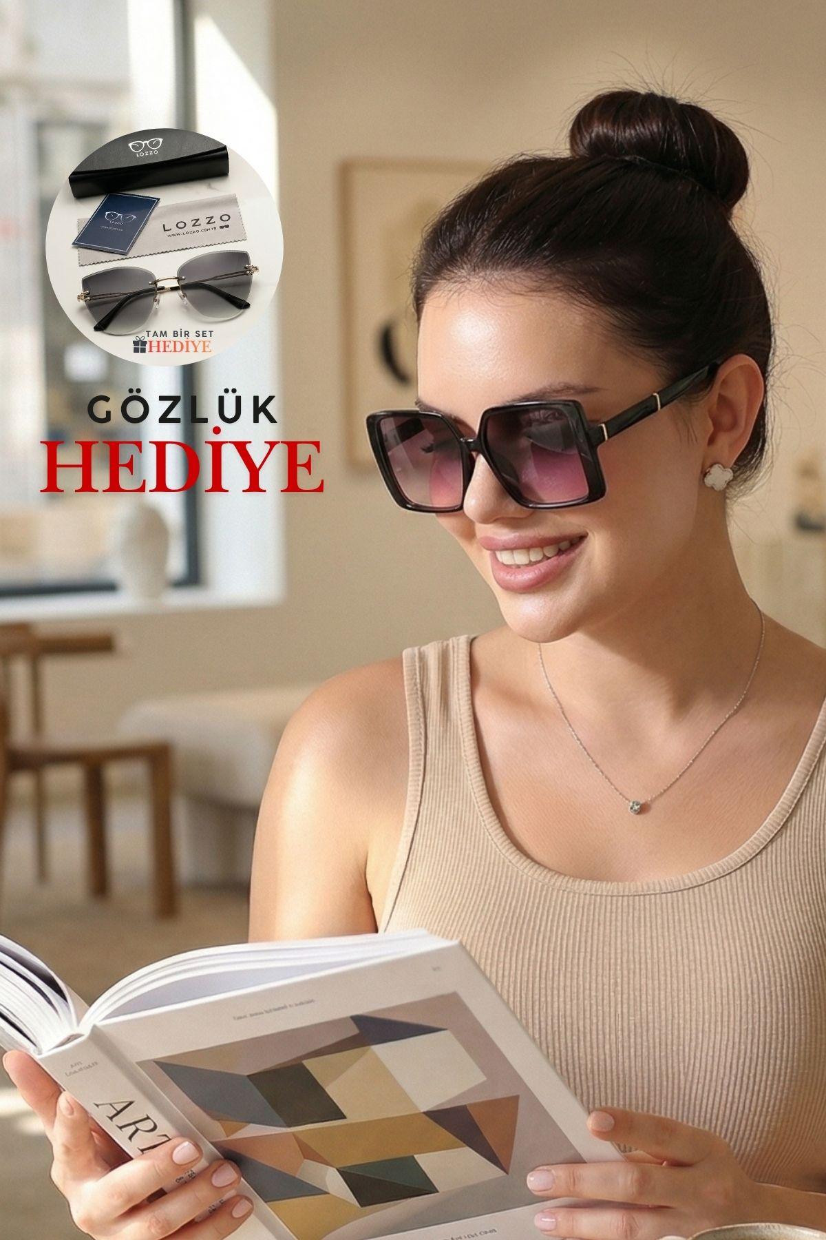 Kadın UV400 Kelebek Gümüş Aksesuarlı Güneş Gözlüğü 23066 c2 Degrade