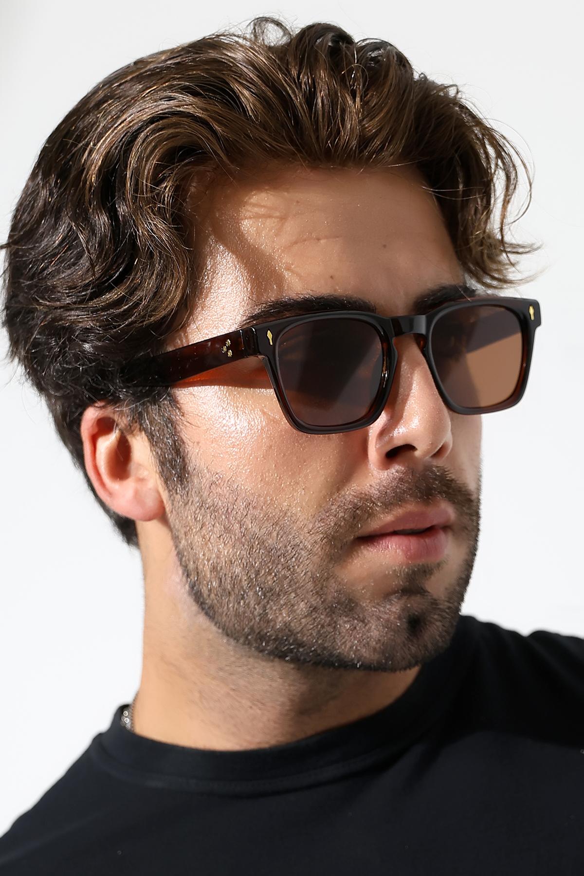 Unisex Kare Kahverengi Polarize Güneş Gözlüğü 23037 c3 p E
