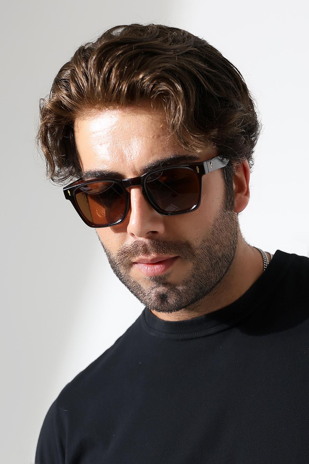 Unisex Kare Kahverengi Polarize Güneş Gözlüğü 23037 c3 p E