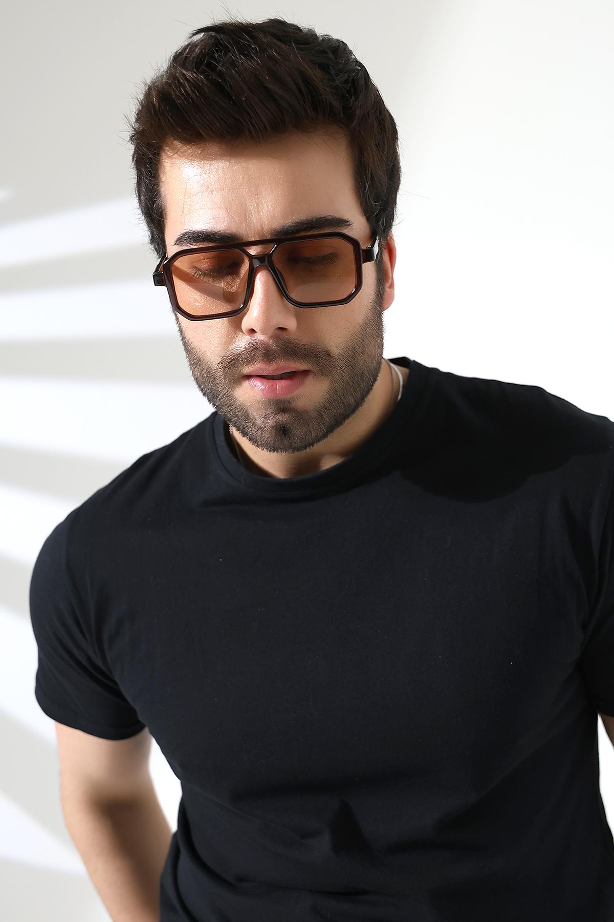 Unisex Kahverengi Retro UV400 Güneş Gözlüğü 23001-1 c3